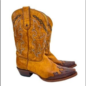 Tony Lama Women’s Santa Fe Snip Toe Leather Western Cowboy Boots